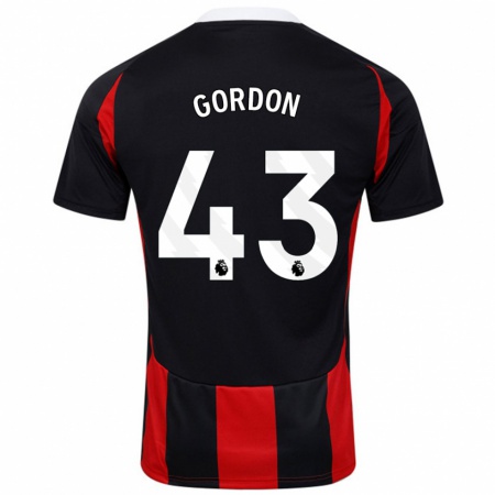 Kandiny Gyermek Lemar Gordon #43 Fekete Piros Idegenbeli Jersey 2024/25 Mez Póló Ing