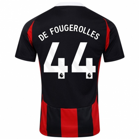 Kandiny Gyermek Luc De Fougerolles #44 Fekete Piros Idegenbeli Jersey 2024/25 Mez Póló Ing