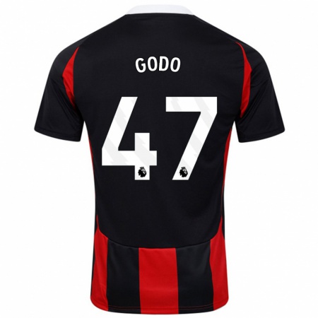 Kandiny Gyermek Martial Godo #47 Fekete Piros Idegenbeli Jersey 2024/25 Mez Póló Ing