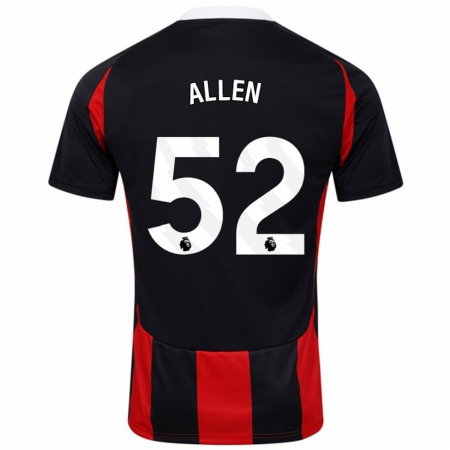 Kandiny Gyermek Michael Allen #52 Fekete Piros Idegenbeli Jersey 2024/25 Mez Póló Ing