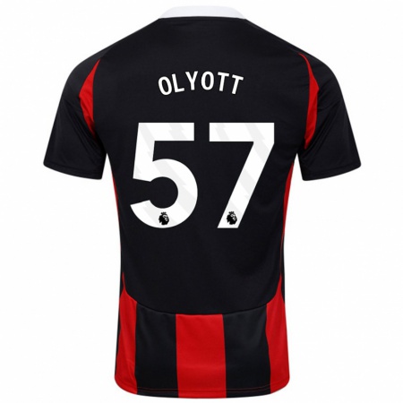 Kandiny Gyermek Tom Olyott #57 Fekete Piros Idegenbeli Jersey 2024/25 Mez Póló Ing