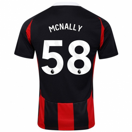 Kandiny Gyermek Alfie Mcnally #58 Fekete Piros Idegenbeli Jersey 2024/25 Mez Póló Ing