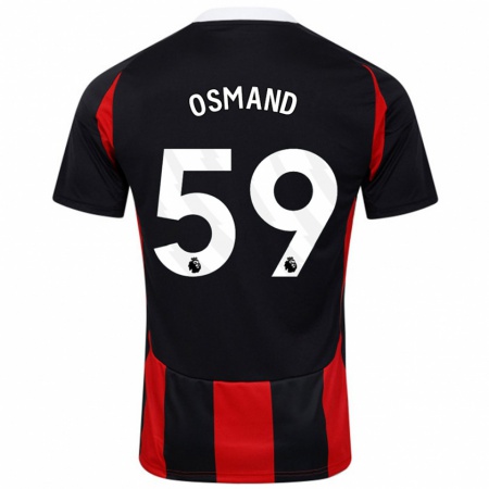 Kandiny Gyermek Callum Osmand #59 Fekete Piros Idegenbeli Jersey 2024/25 Mez Póló Ing