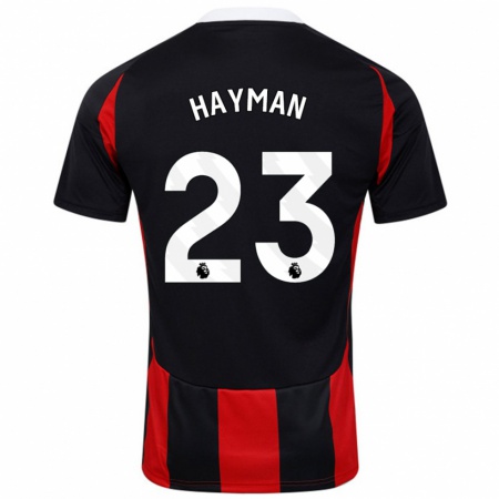 Kandiny Gyermek Alex Hayman #23 Fekete Piros Idegenbeli Jersey 2024/25 Mez Póló Ing