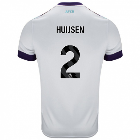 Kandiny Gyermek Dean Huijsen #2 Fehér Zöld Lila Idegenbeli Jersey 2024/25 Mez Póló Ing