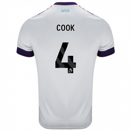 Kandiny Gyermek Lewis Cook #4 Fehér Zöld Lila Idegenbeli Jersey 2024/25 Mez Póló Ing