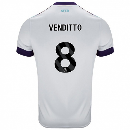 Kandiny Gyermek Olivia Venditto #8 Fehér Zöld Lila Idegenbeli Jersey 2024/25 Mez Póló Ing