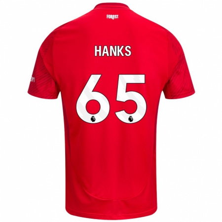 Kandiny Férfi Justin Hanks #65 Piros Fehér Hazai Jersey 2024/25 Mez Póló Ing