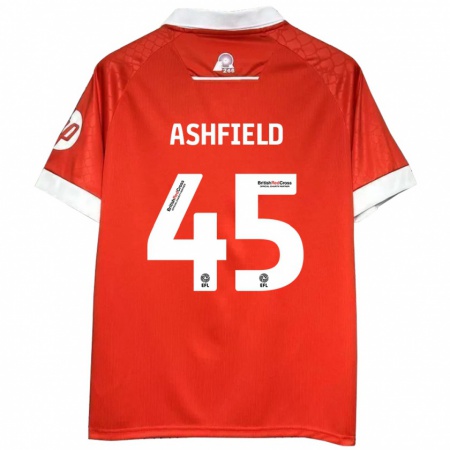 Kandiny Férfi Harry Ashfield #45 Piros Fehér Hazai Jersey 2024/25 Mez Póló Ing