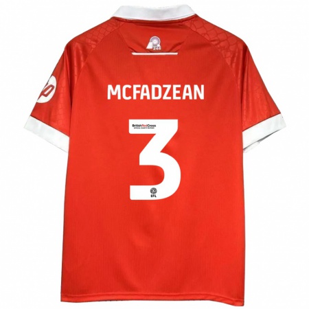 Kandiny Férfi Callum Mcfadzean #3 Piros Fehér Hazai Jersey 2024/25 Mez Póló Ing