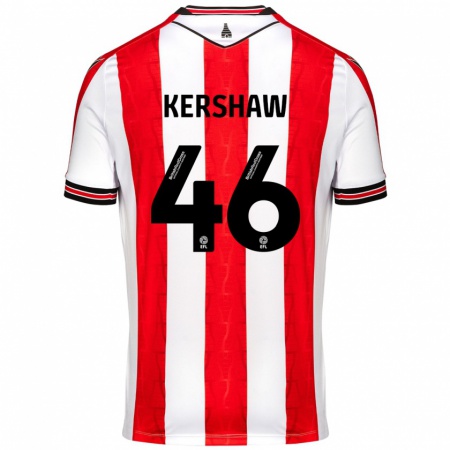 Kandiny Férfi Ben Kershaw #46 Piros Fehér Hazai Jersey 2024/25 Mez Póló Ing