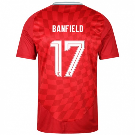 Kandiny Férfi Keeley Banfield #17 Piros Hazai Jersey 2024/25 Mez Póló Ing