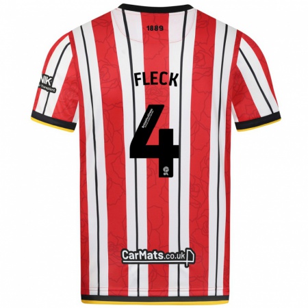 Kandiny Férfi John Fleck #4 Piros Fehér Csíkok Hazai Jersey 2024/25 Mez Póló Ing