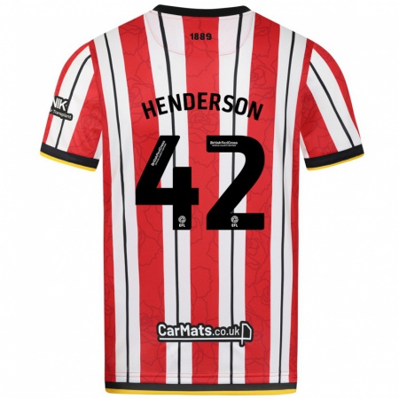 Kandiny Férfi Peyton Henderson #42 Piros Fehér Csíkok Hazai Jersey 2024/25 Mez Póló Ing