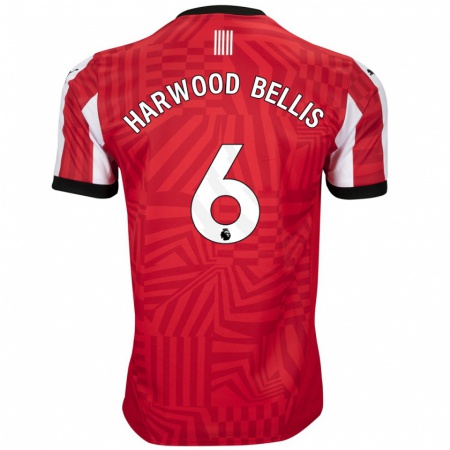 Kandiny Férfi Taylor Harwood-Bellis #6 Piros Fehér Hazai Jersey 2024/25 Mez Póló Ing