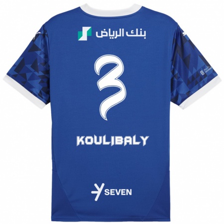 Kandiny Férfi Kalidou Koulibaly #3 Sötétkék Fehér Hazai Jersey 2024/25 Mez Póló Ing