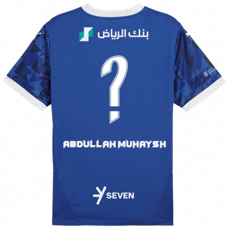 Kandiny Férfi Mohammed Abdullah Muhaysh #0 Sötétkék Fehér Hazai Jersey 2024/25 Mez Póló Ing