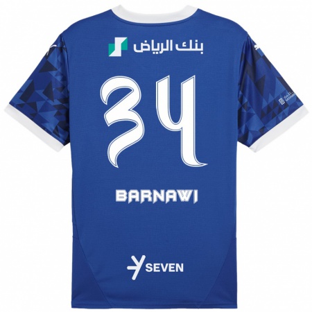 Kandiny Férfi Saleh Barnawi #34 Sötétkék Fehér Hazai Jersey 2024/25 Mez Póló Ing