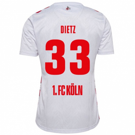 Kandiny Férfi Florian Dietz #33 Fehér Piros Hazai Jersey 2024/25 Mez Póló Ing