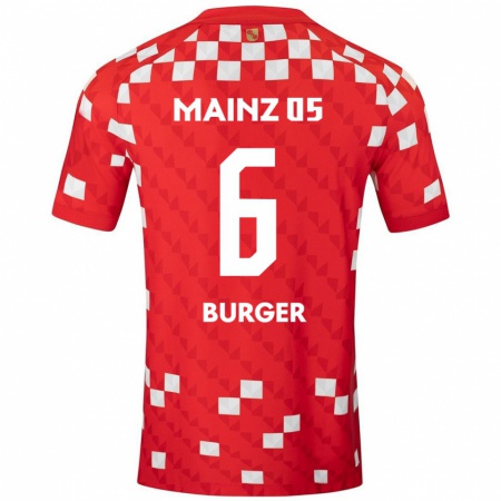 Kandiny Férfi Korbinian Burger #6 Fehér Piros Hazai Jersey 2024/25 Mez Póló Ing