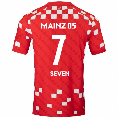 Kandiny Férfi Justin Seven #7 Fehér Piros Hazai Jersey 2024/25 Mez Póló Ing