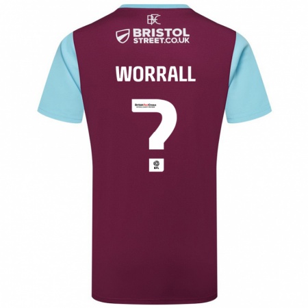 Kandiny Férfi Joe Worrall #0 Bordó Égszínkék Hazai Jersey 2024/25 Mez Póló Ing