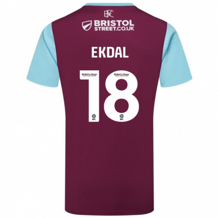 Kandiny Férfi Hjalmar Ekdal #18 Bordó Égszínkék Hazai Jersey 2024/25 Mez Póló Ing