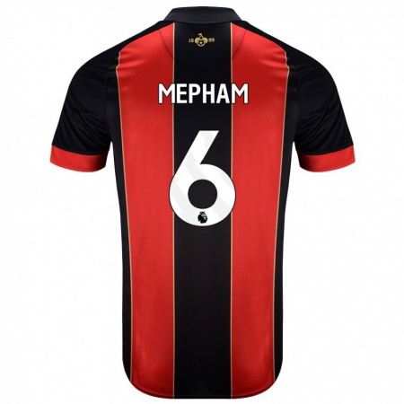 Kandiny Férfi Chris Mepham #6 Piros Fekete Hazai Jersey 2024/25 Mez Póló Ing