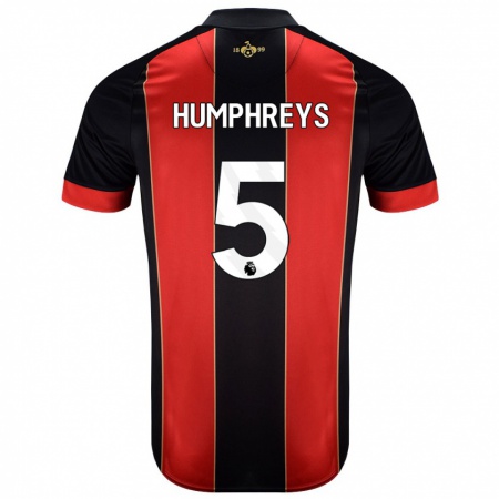 Kandiny Férfi Holly Humphreys #5 Piros Fekete Hazai Jersey 2024/25 Mez Póló Ing