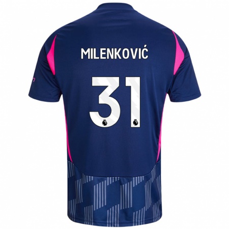 Kandiny Férfi Nikola Milenković #31 Királykék Rózsaszín Idegenbeli Jersey 2024/25 Mez Póló Ing