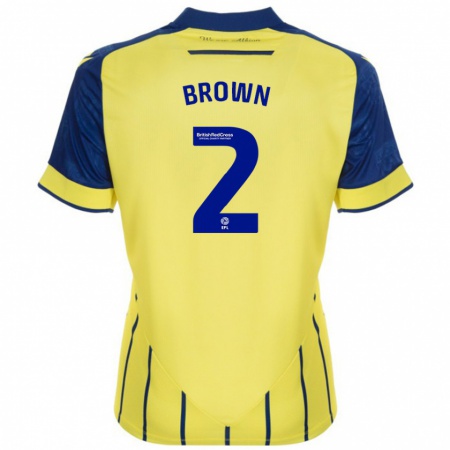 Kandiny Férfi Ashlee Brown #2 Sárga Kék Idegenbeli Jersey 2024/25 Mez Póló Ing