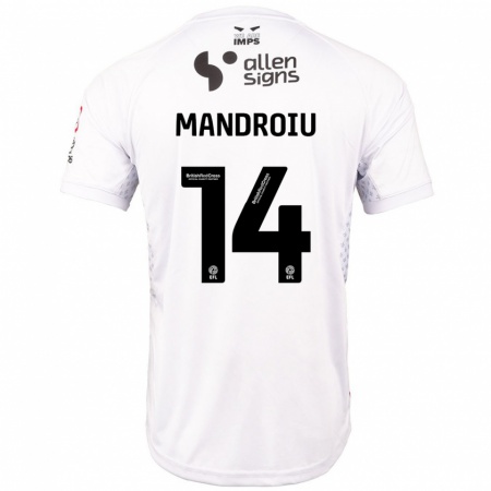 Kandiny Férfi Daniel Mandroiu #14 Piros Fehér Idegenbeli Jersey 2024/25 Mez Póló Ing