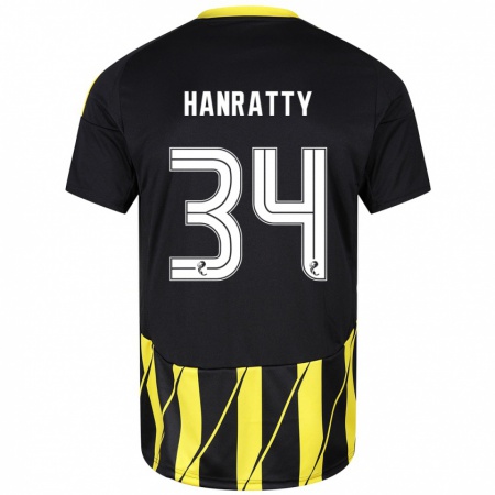 Kandiny Férfi Kevin Hanratty #34 Fekete Sárga Idegenbeli Jersey 2024/25 Mez Póló Ing