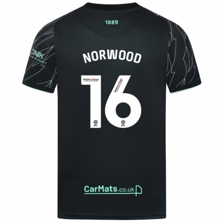 Kandiny Férfi Oliver Norwood #16 Fekete Zöld Idegenbeli Jersey 2024/25 Mez Póló Ing