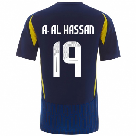 Kandiny Férfi Ali Al-Hassan #19 Kék Sárga Idegenbeli Jersey 2024/25 Mez Póló Ing