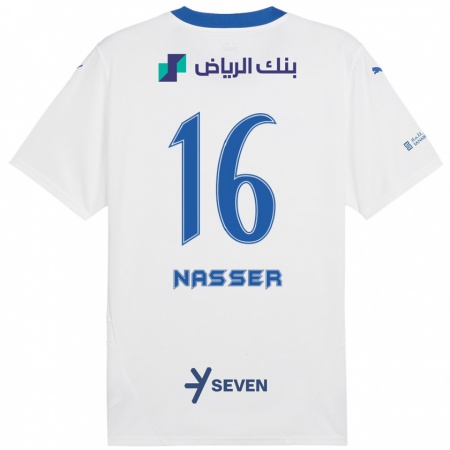 Kandiny Férfi Nasser Al-Dawsari #16 Fehér Kék Idegenbeli Jersey 2024/25 Mez Póló Ing