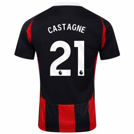 Kandiny Férfi Timothy Castagne #21 Fekete Piros Idegenbeli Jersey 2024/25 Mez Póló Ing