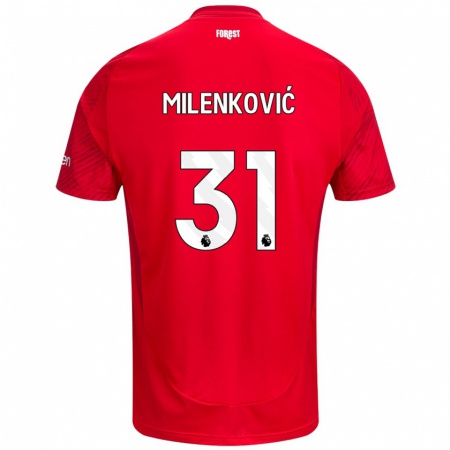 Kandiny Női Nikola Milenković #31 Piros Fehér Hazai Jersey 2024/25 Mez Póló Ing