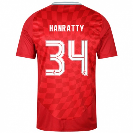 Kandiny Női Kevin Hanratty #34 Piros Hazai Jersey 2024/25 Mez Póló Ing