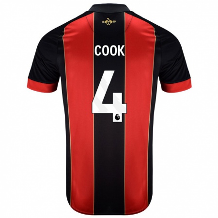 Kandiny Női Lewis Cook #4 Piros Fekete Hazai Jersey 2024/25 Mez Póló Ing