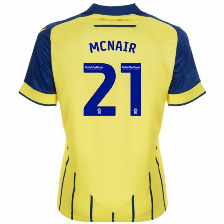 Kandiny Női Paddy Mcnair #21 Sárga Kék Idegenbeli Jersey 2024/25 Mez Póló Ing