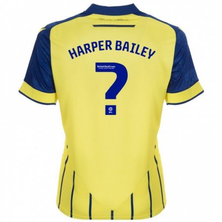 Kandiny Női Aaron Harper-Bailey #0 Sárga Kék Idegenbeli Jersey 2024/25 Mez Póló Ing