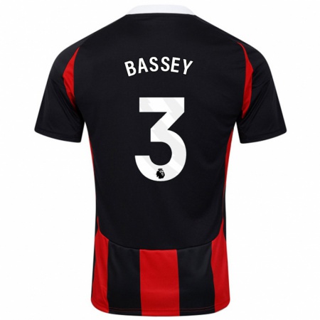 Kandiny Női Calvin Bassey #3 Fekete Piros Idegenbeli Jersey 2024/25 Mez Póló Ing