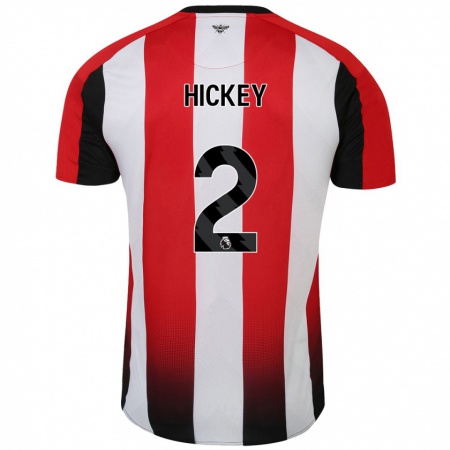 Kandiny Gyermek Aaron Hickey #2 Piros Fehér Hazai Jersey 2024/25 Mez Póló Ing