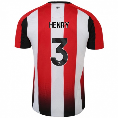 Kandiny Gyermek Rico Henry #3 Piros Fehér Hazai Jersey 2024/25 Mez Póló Ing