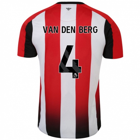 Kandiny Gyermek Sepp Van Den Berg #4 Piros Fehér Hazai Jersey 2024/25 Mez Póló Ing