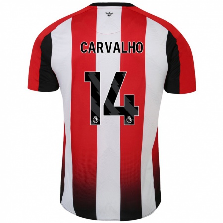 Kandiny Gyermek Fábio Carvalho #14 Piros Fehér Hazai Jersey 2024/25 Mez Póló Ing