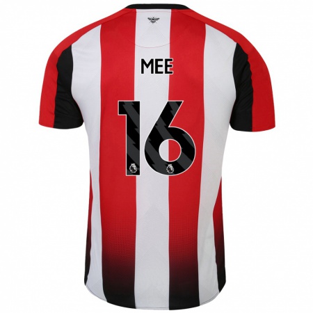 Kandiny Gyermek Ben Mee #16 Piros Fehér Hazai Jersey 2024/25 Mez Póló Ing