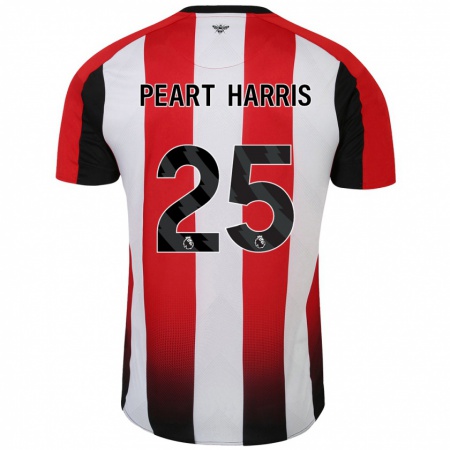 Kandiny Gyermek Myles Peart-Harris #25 Piros Fehér Hazai Jersey 2024/25 Mez Póló Ing