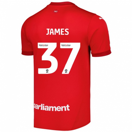 Kandiny Gyermek Nathan James #37 Piros Hazai Jersey 2024/25 Mez Póló Ing